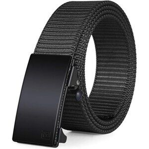 Mens nylon ratchet belt adjustable webbing no holes casual tactical fit